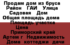 Продам дом из бруса › Район ­ ГАИ › Улица ­ Садовая › Дом ­ 5 › Общая площадь дома ­ 45 › Площадь участка ­ 9 › Цена ­ 1 600 000 - Приморский край, Артем г. Недвижимость » Дома, коттеджи, дачи продажа   